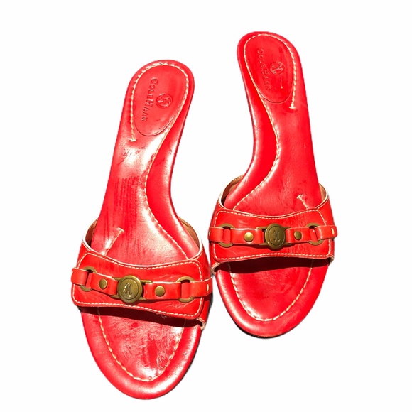 Cole Haan Shoes - Cole Haan Women's Red Mule Kitten Heel Sandals 8.5
